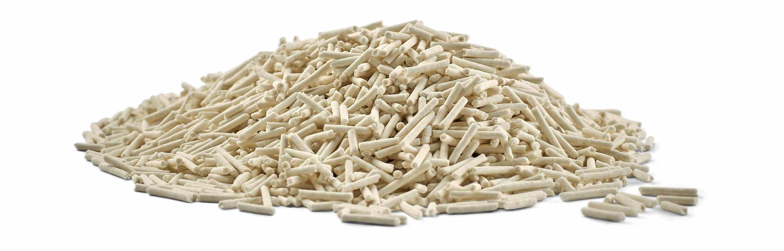pea-based cat litter on white background